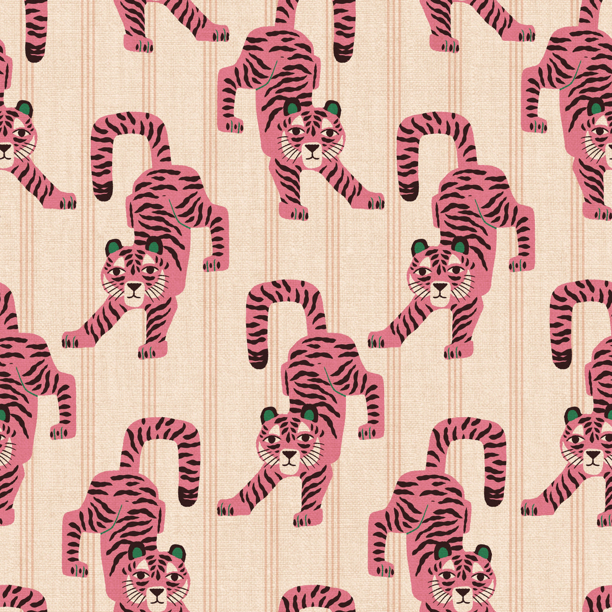 Pink Jumping Tiger Jewel Jungle Wallpaper⁠ in your room — zoomed