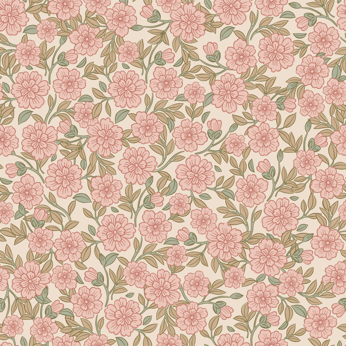Juno Welcoming Walls Ditsy Peach Floral Wallpaper⁠ in your room — zoomed