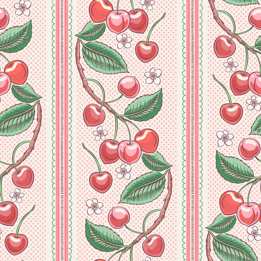 Merry Cherry Stripe Wallpaper⁠