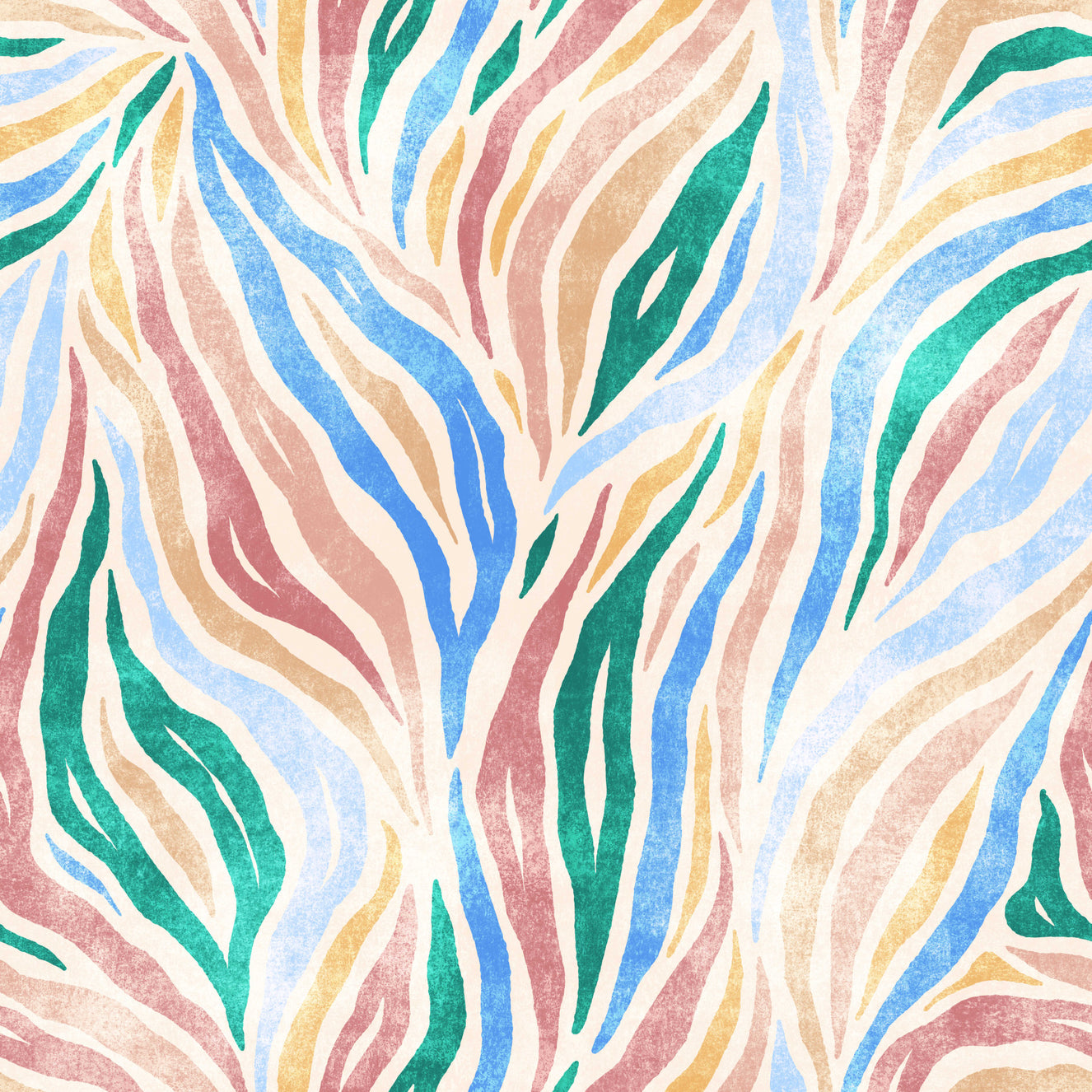 Multicolor Textured Boho Zebra Print Wallpaper⁠