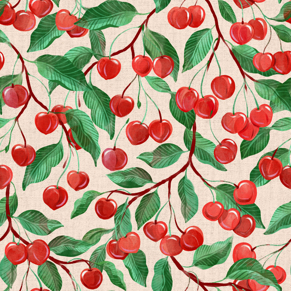Painterly Cherries Wallpaper⁠ in your room