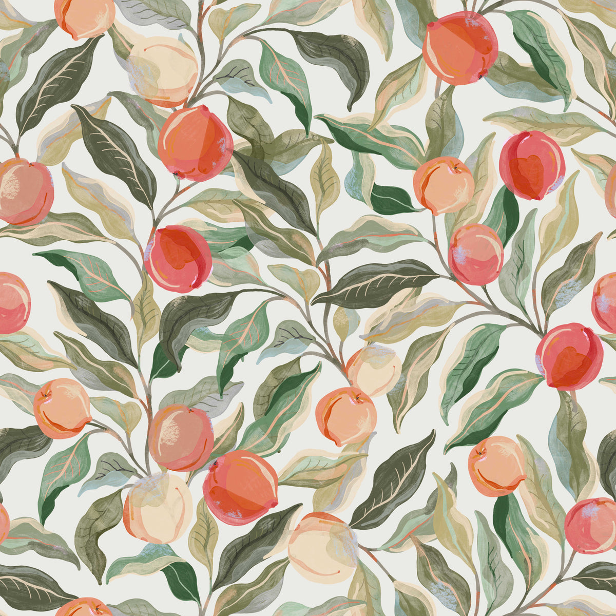Peaches Painterly Cherries Wallpaper⁠ in your room — zoomed