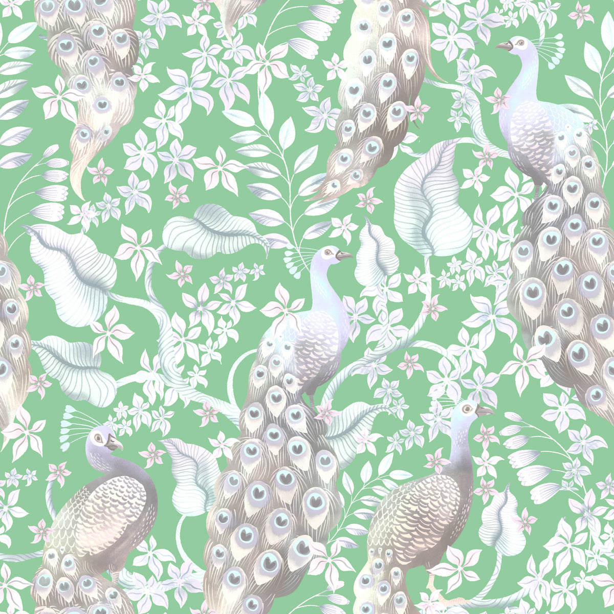 Green Peacock Paradise  Wallpaper⁠ in your room — zoomed