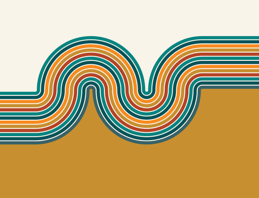 Retro Curvy Lines 2 Wall Mural