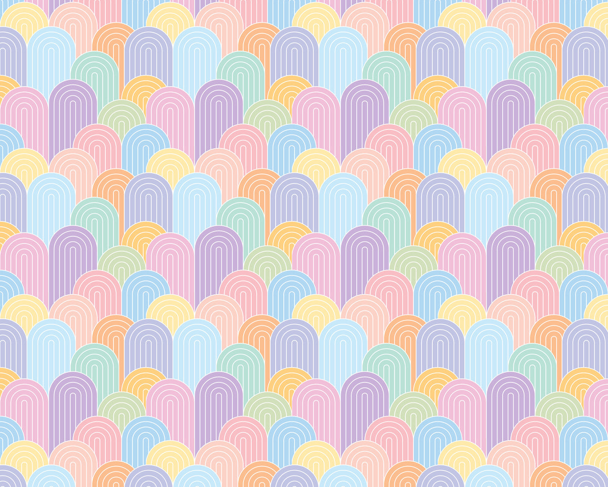 Bright Pastel Rainbows Wall Mural in your room