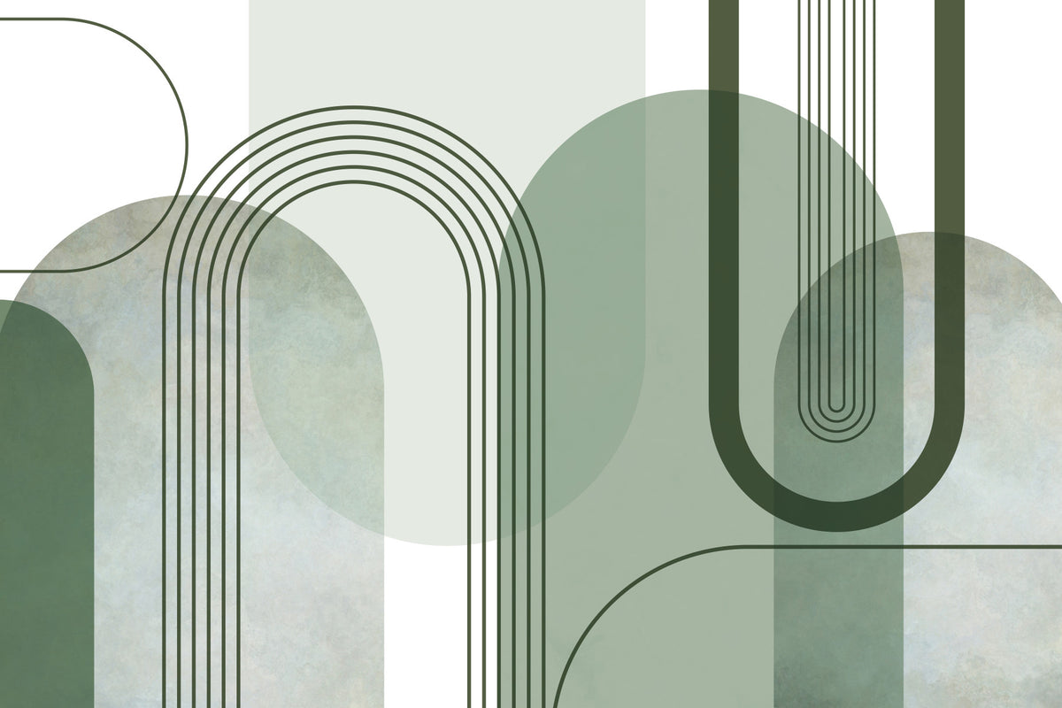 Sage Green Archways Wall Mural in your room — zoomed