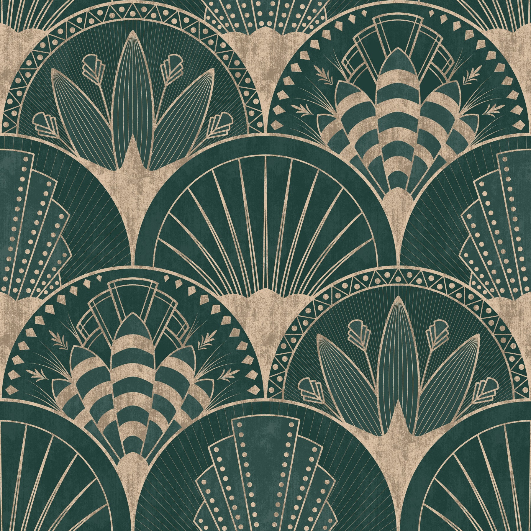 Art Deco Golden Fans Wallpaper⁠