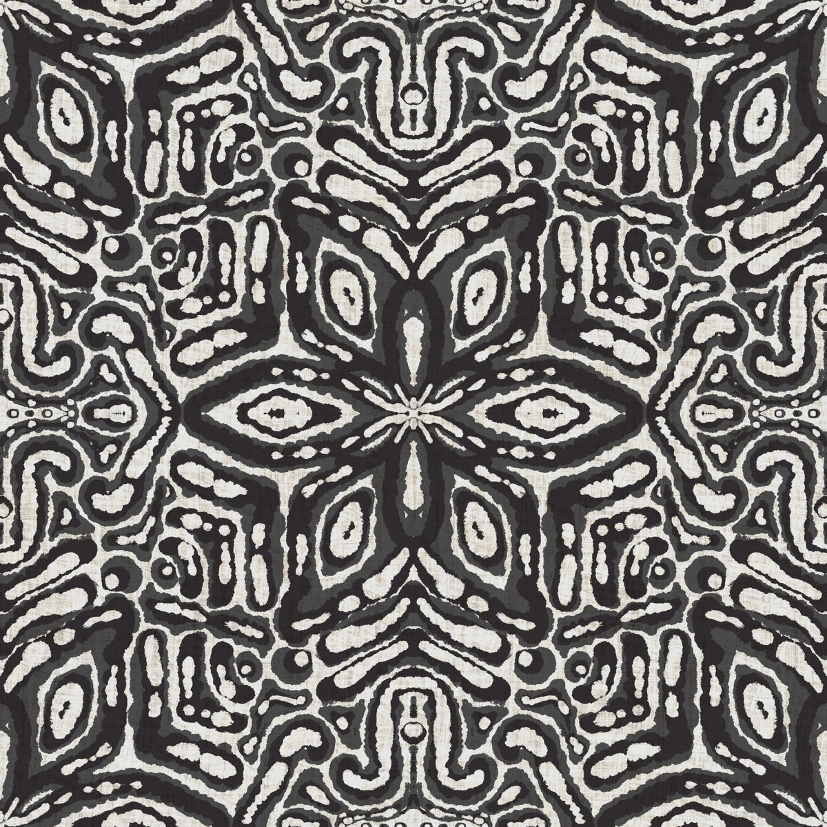 Batik Geometric Flower Black & White Wallpaper⁠ in your room