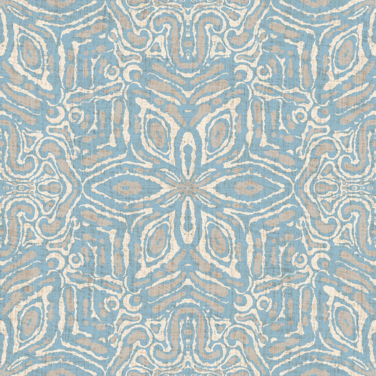 Batik Geometric Flower Muted Blue Wallpaper⁠ in your room