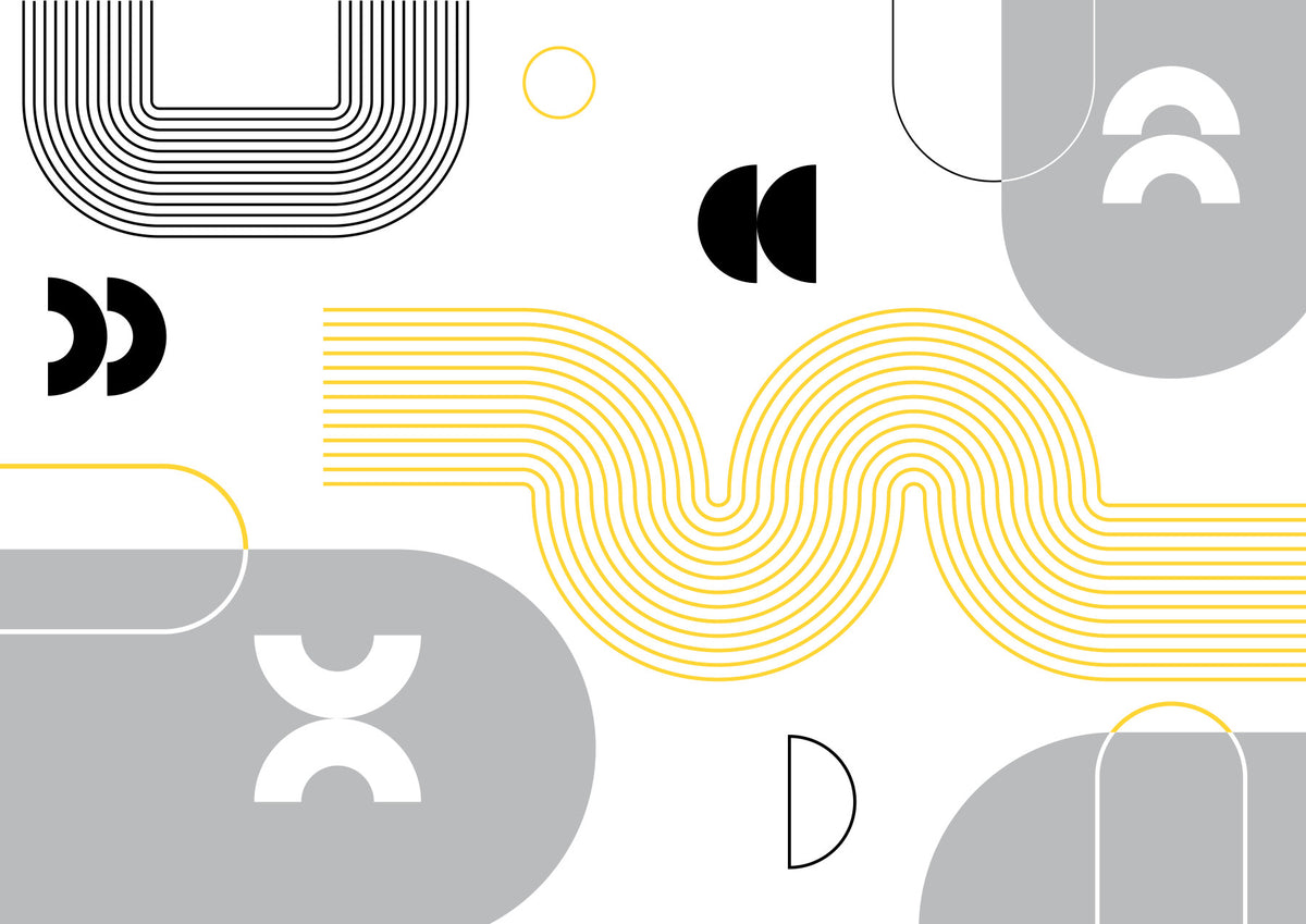 Yellow and Gray Geometric Wall Mural in your room — zoomed