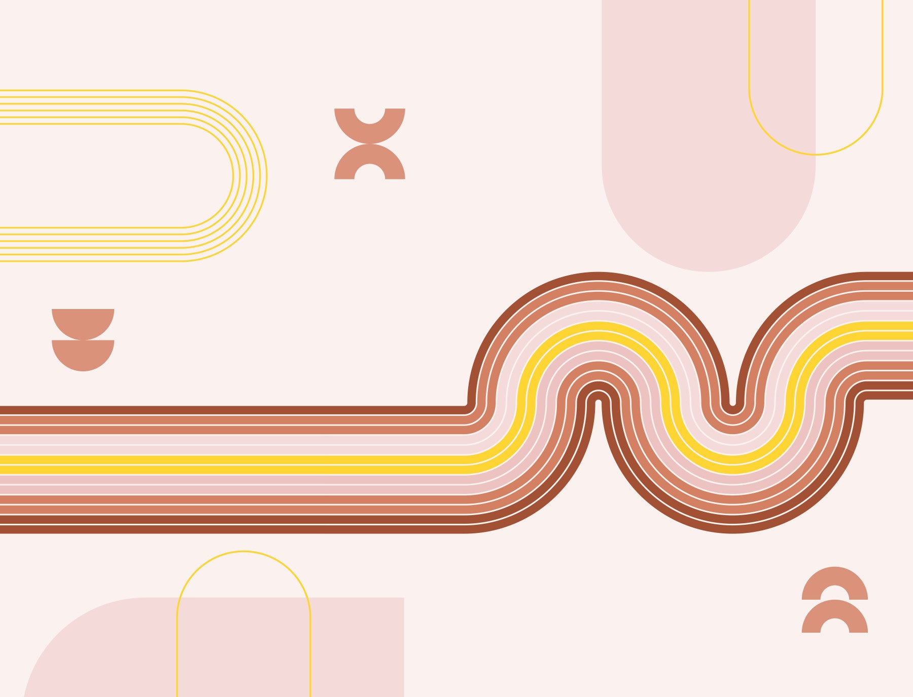 Retro Curvy Lines Boho Wall Mural
