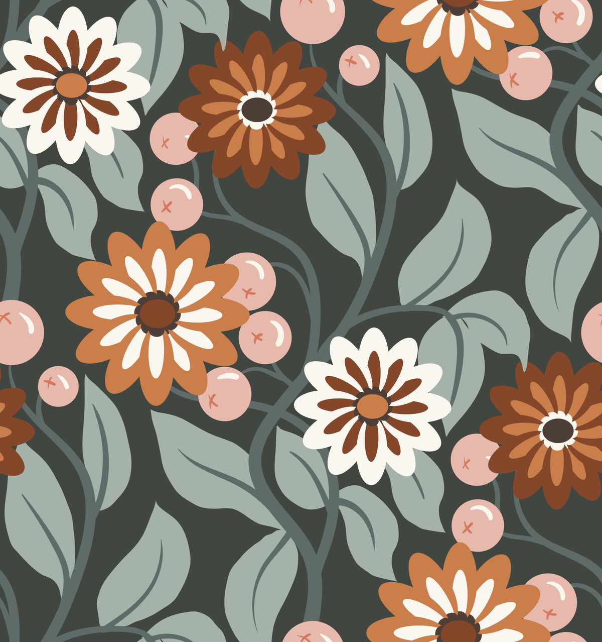 Retro Bloom Wallpaper⁠ in your room