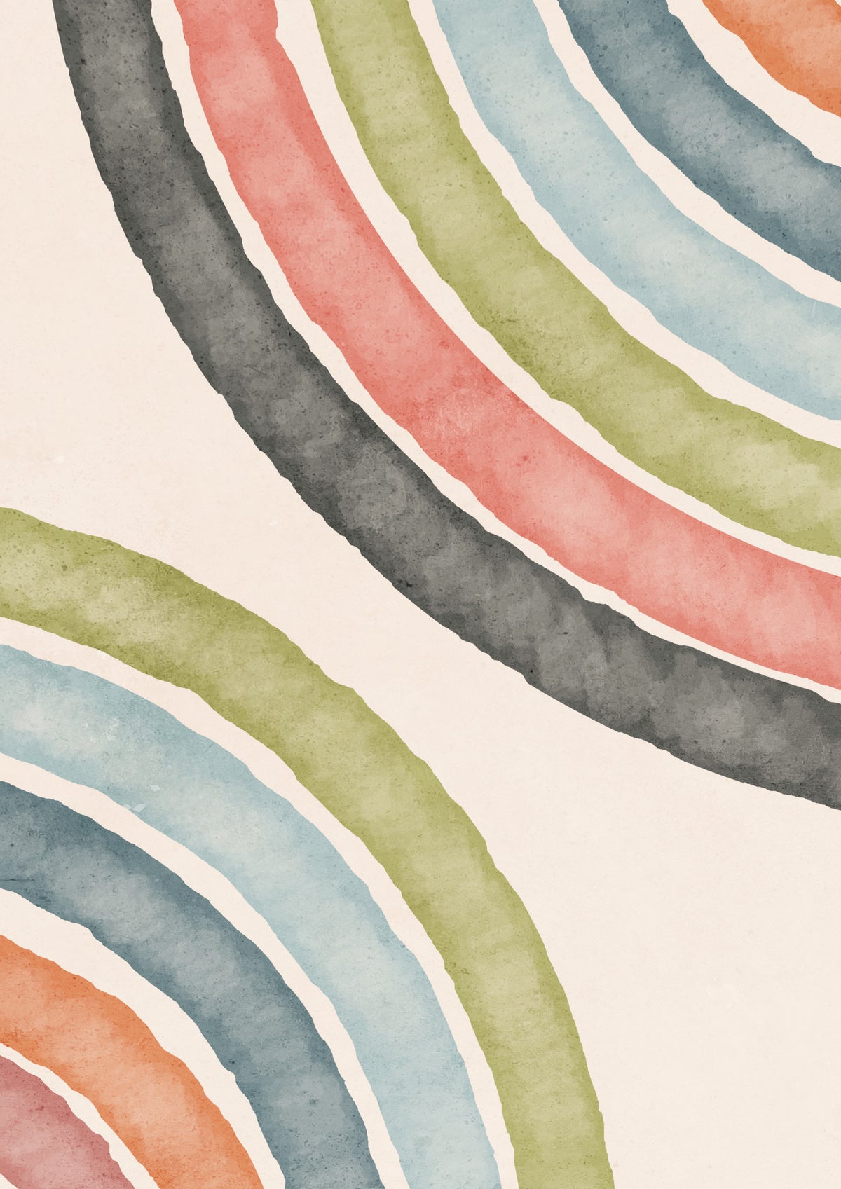 Abstract Watercolor Arcs Wall Mural in your room — zoomed