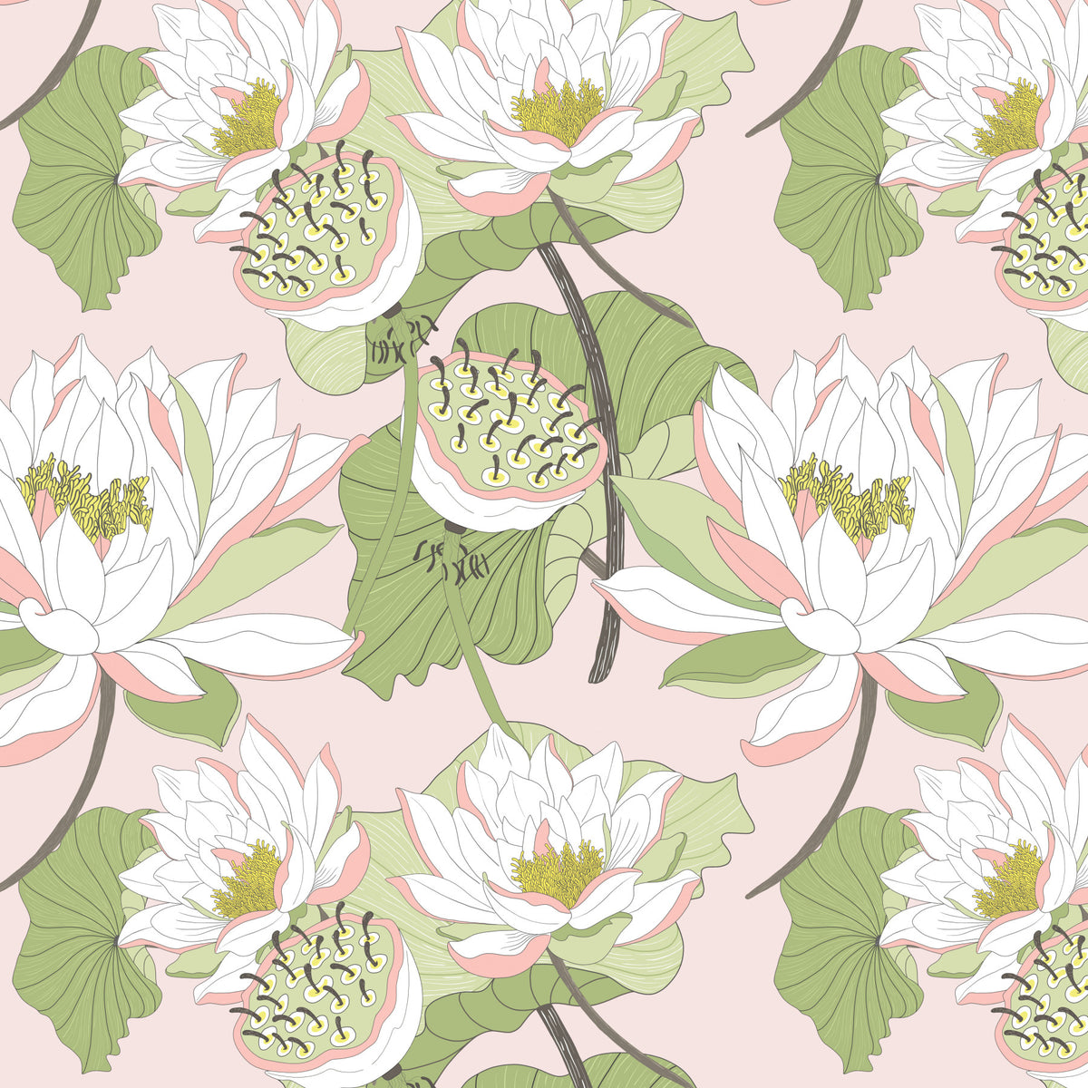 Nymphaea Full Wall Mural in your room — zoomed