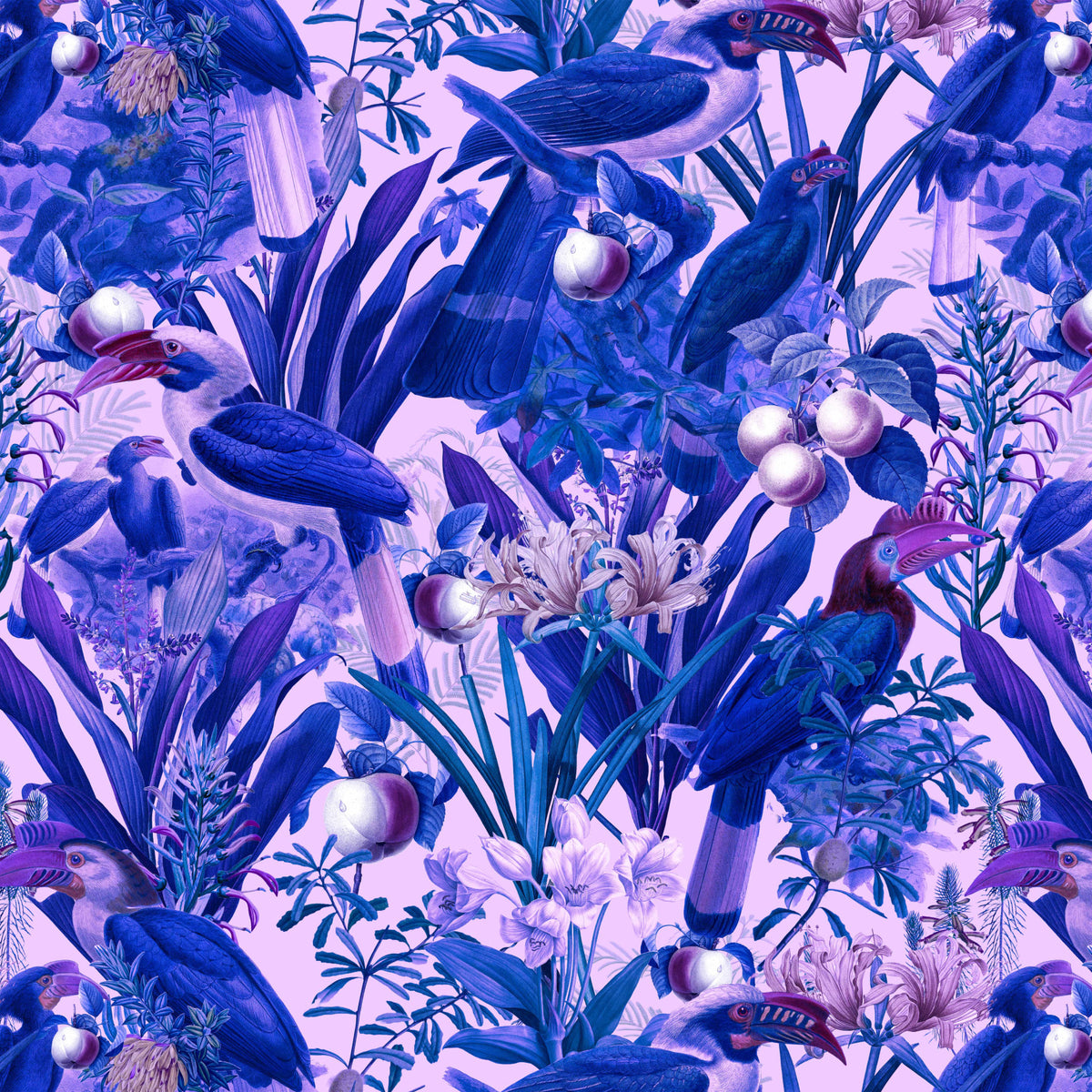 Purple Jungle Wall Mural in your room — zoomed