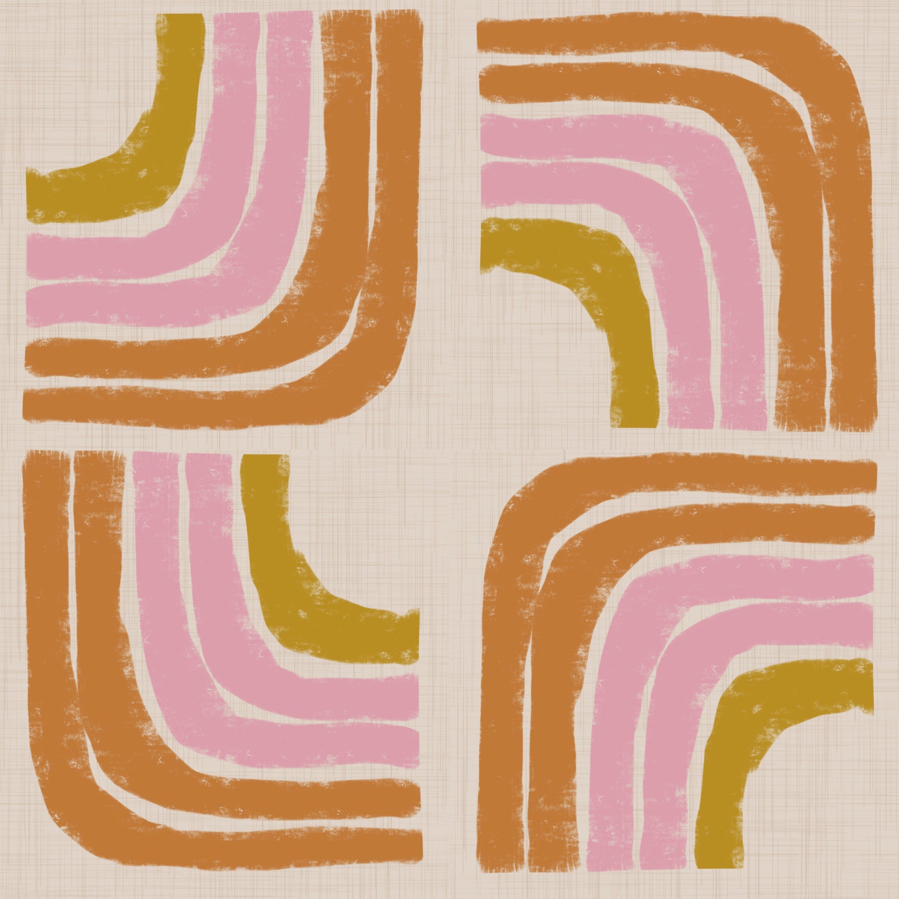 Retro Rainbow Geo - Mid Century Modern Arc Wallpaper⁠ in your room — zoomed
