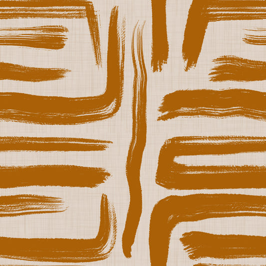Amber Brushstrokes - Abstract Mid Century Modern Wallpaper⁠