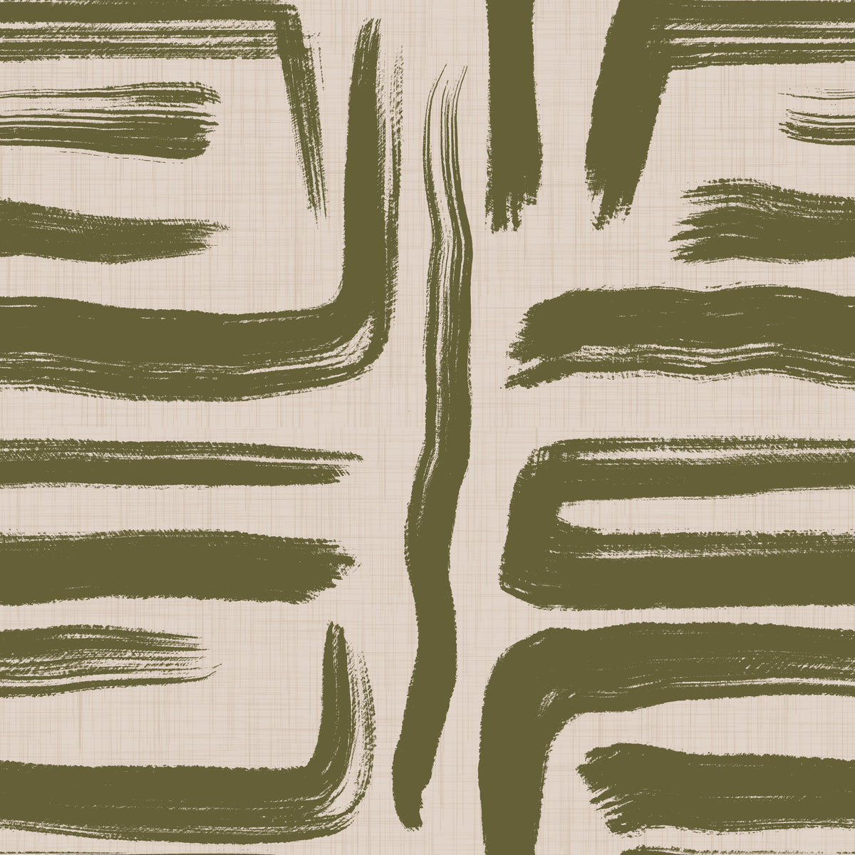 Olive Brushstrokes - Abstract Mid Century Modern  Wallpaper⁠ in your room