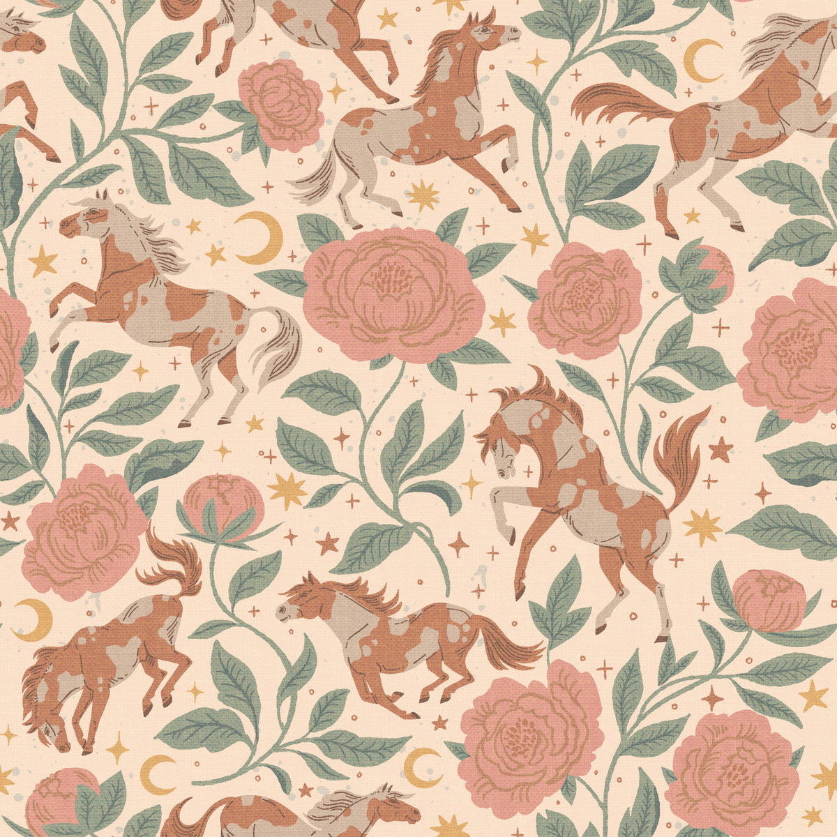 Ponies and Peonies Wild West Americana-01 Wallpaper⁠