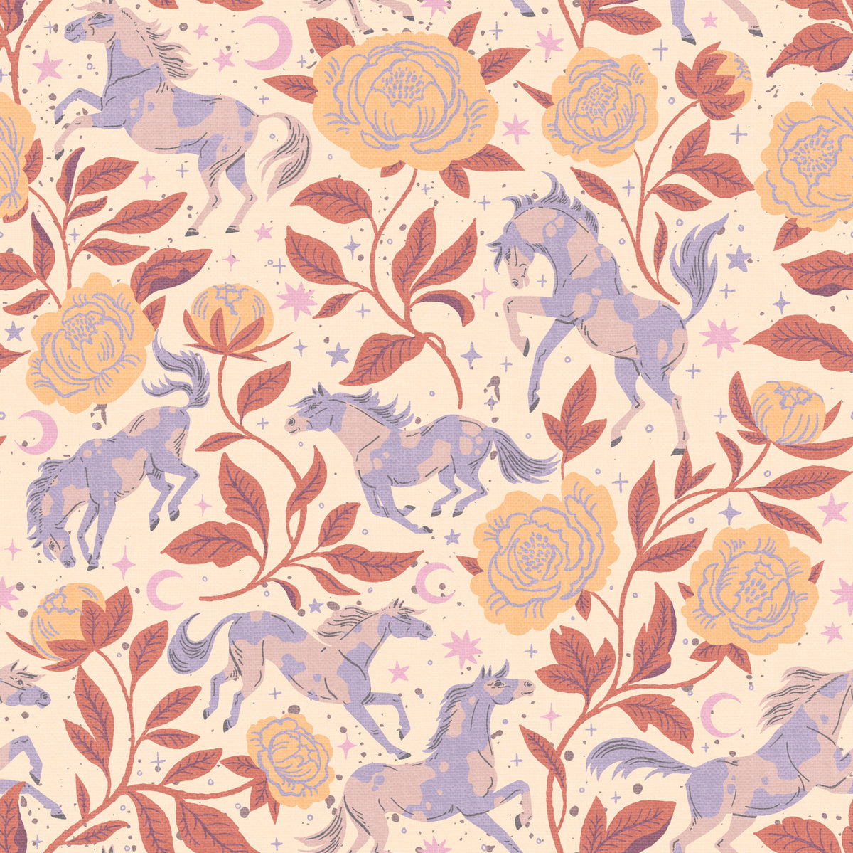Ponies and Peonies Wild West Americana-05 Wallpaper⁠ in your room — zoomed