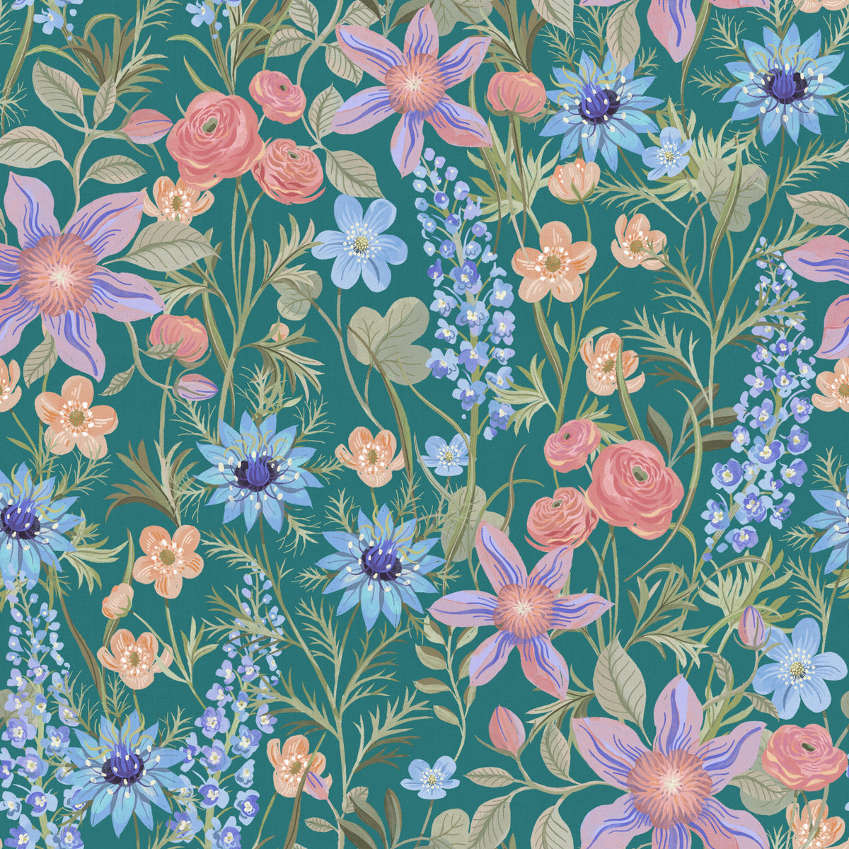 Ranunculaceae retro teal Wallpaper⁠ in your room — zoomed