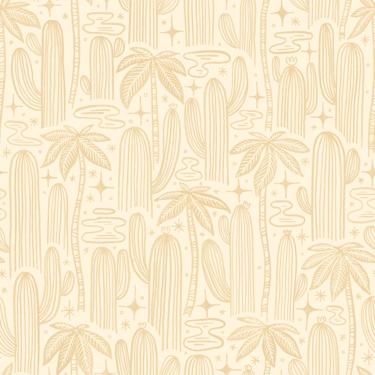 Saguaro Starlight Offwhite white Wallpaper⁠ in your room — zoomed