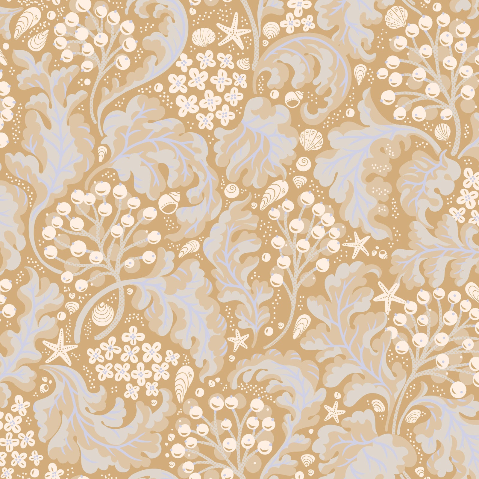 Sea Kale - Ochre Yellow Wallpaper⁠