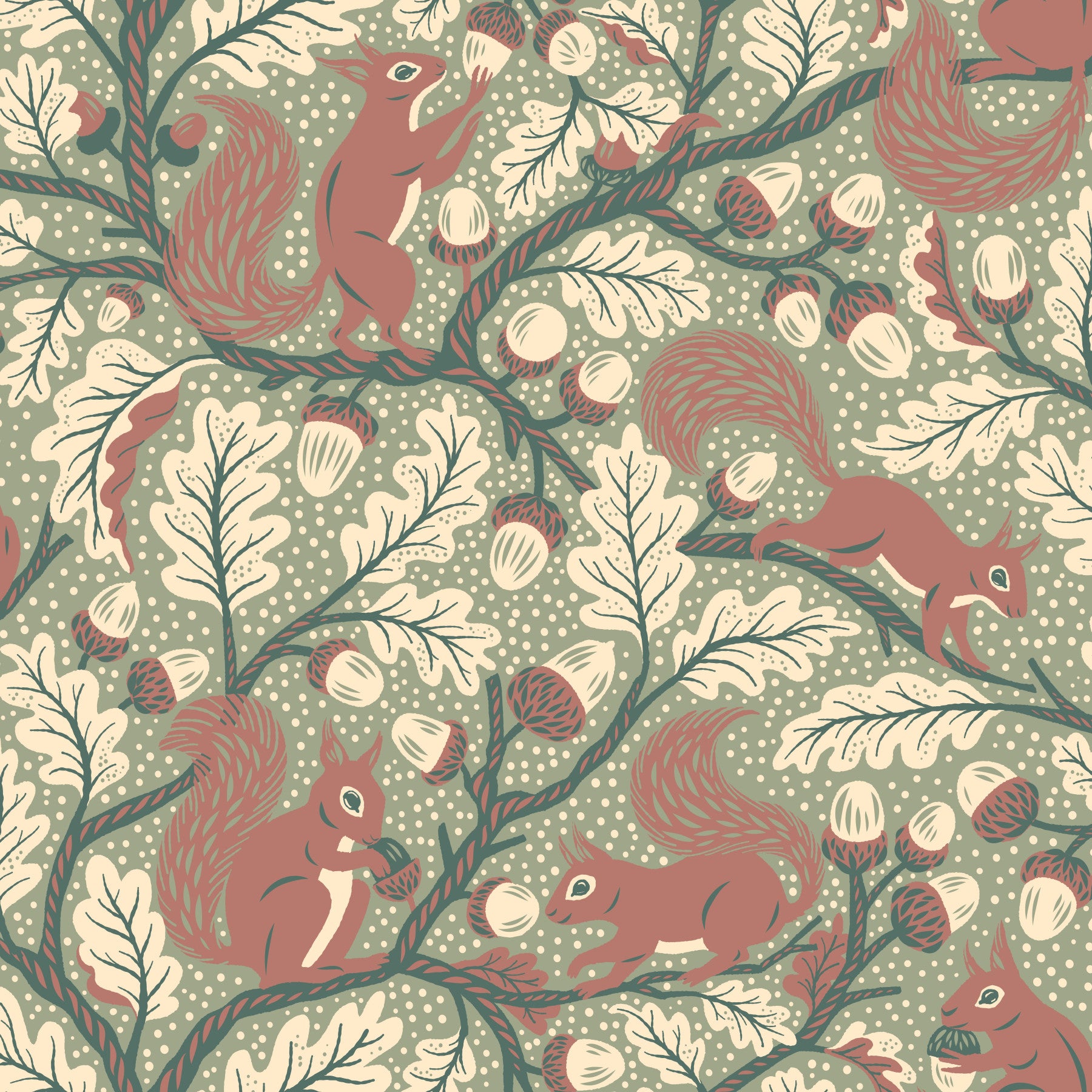 Squirrels in Oak tree - Green Wallpaper⁠ in your room — zoomed