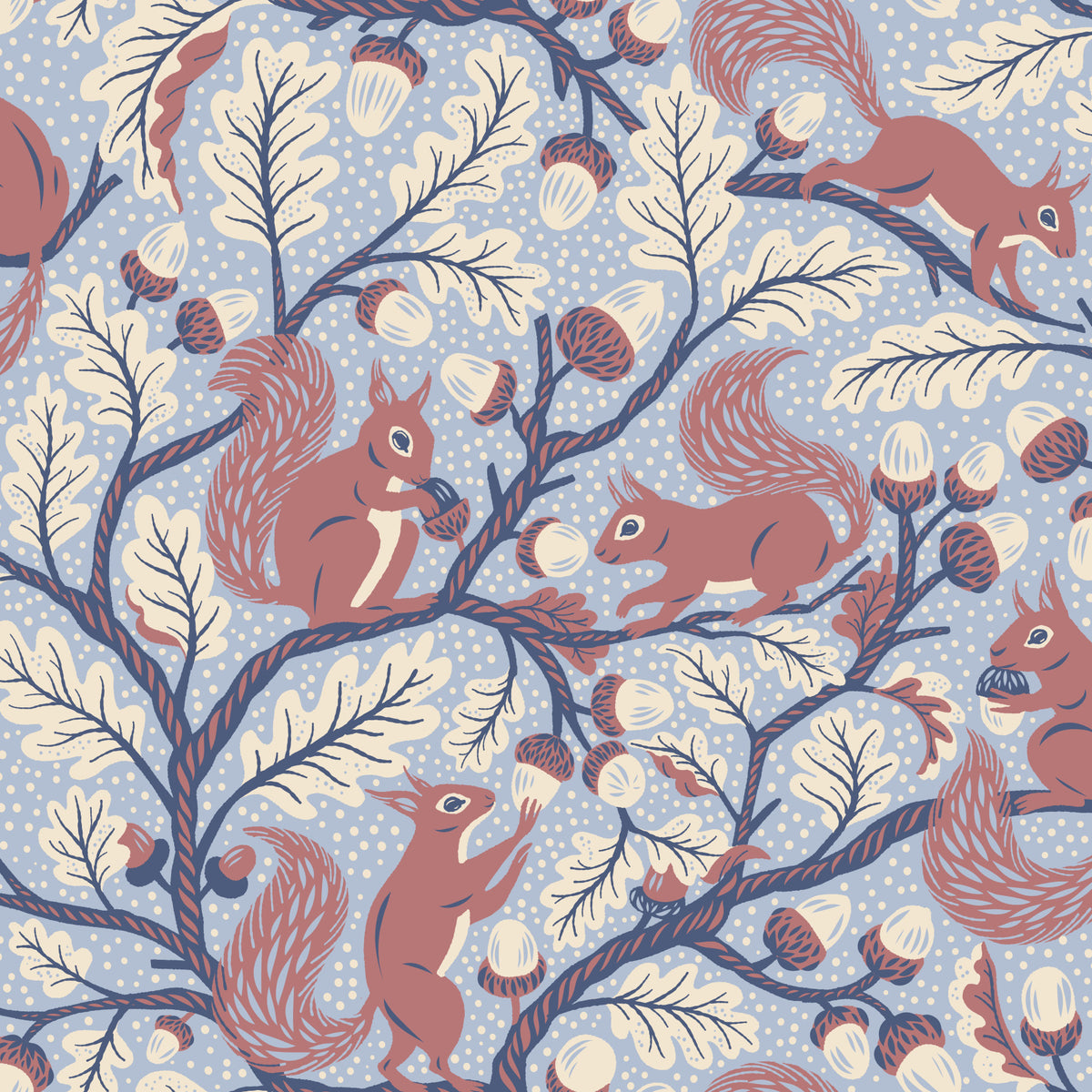 Squirrels in Oak tree - Blue Wallpaper⁠ in your room