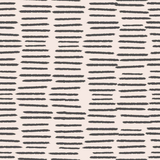 Organic Brush Strokes Pattern - Minimalist Boho Stripes Charcoal  Wallpaper⁠