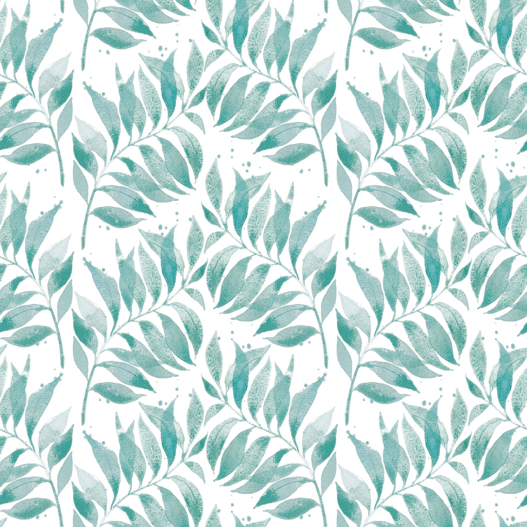 Aqua wallpaper with watercolor palm leaves

