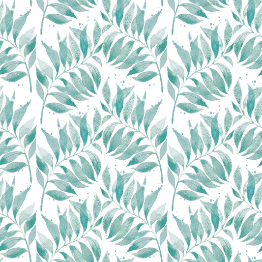 Textured Watercolor Palm Leaf Aqua Wallpaper⁠