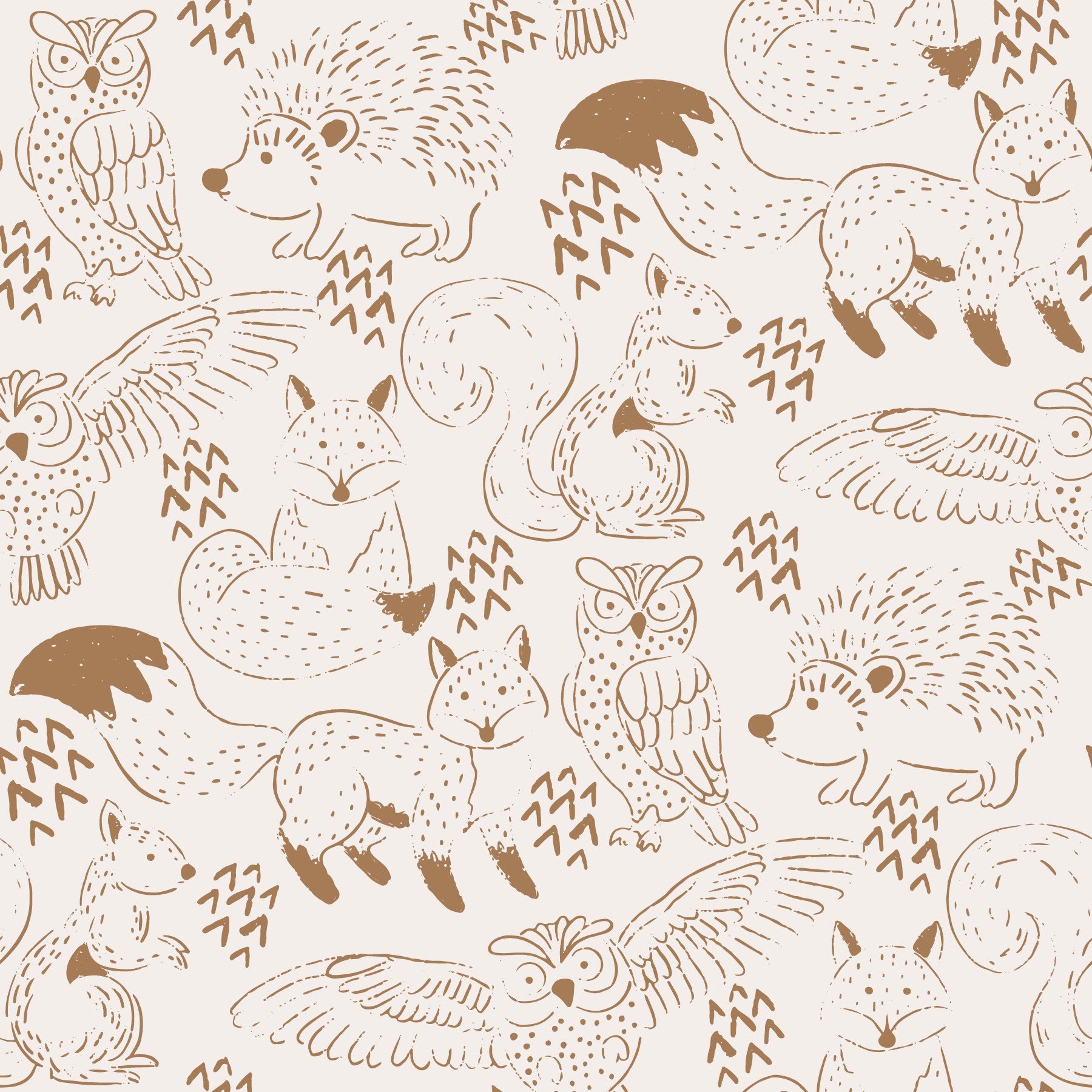 Woodland Animal Neutral Brown Wallpaper⁠