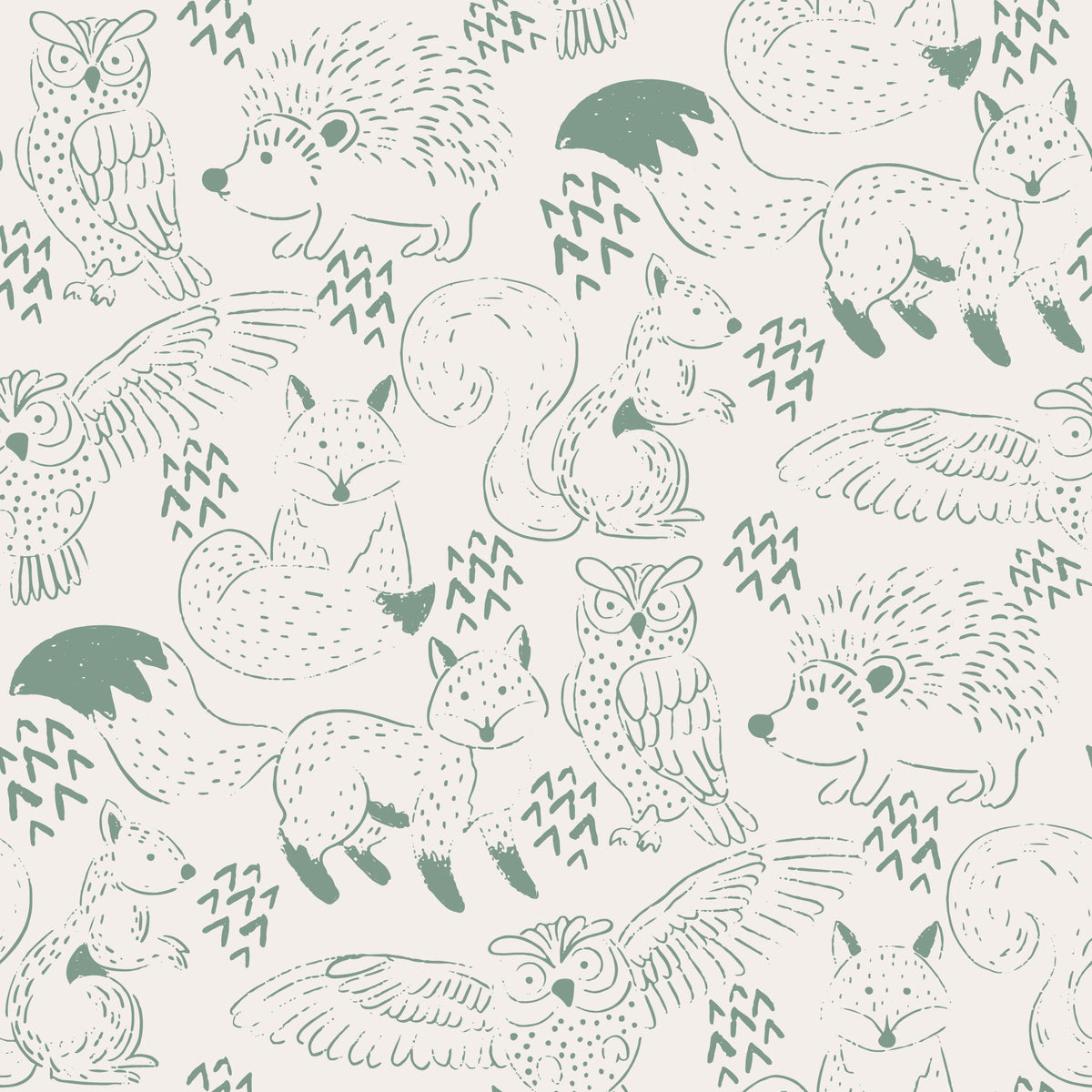 Woodland Animal Neutral Green Wallpaper⁠ in your room