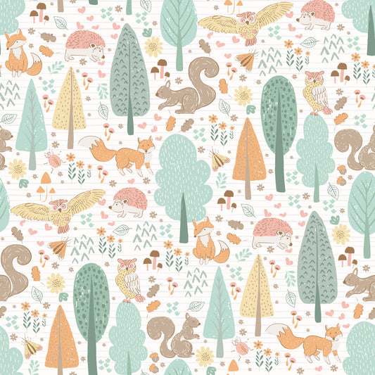 Playful Woodland Nursery Animals  Wallpaper⁠