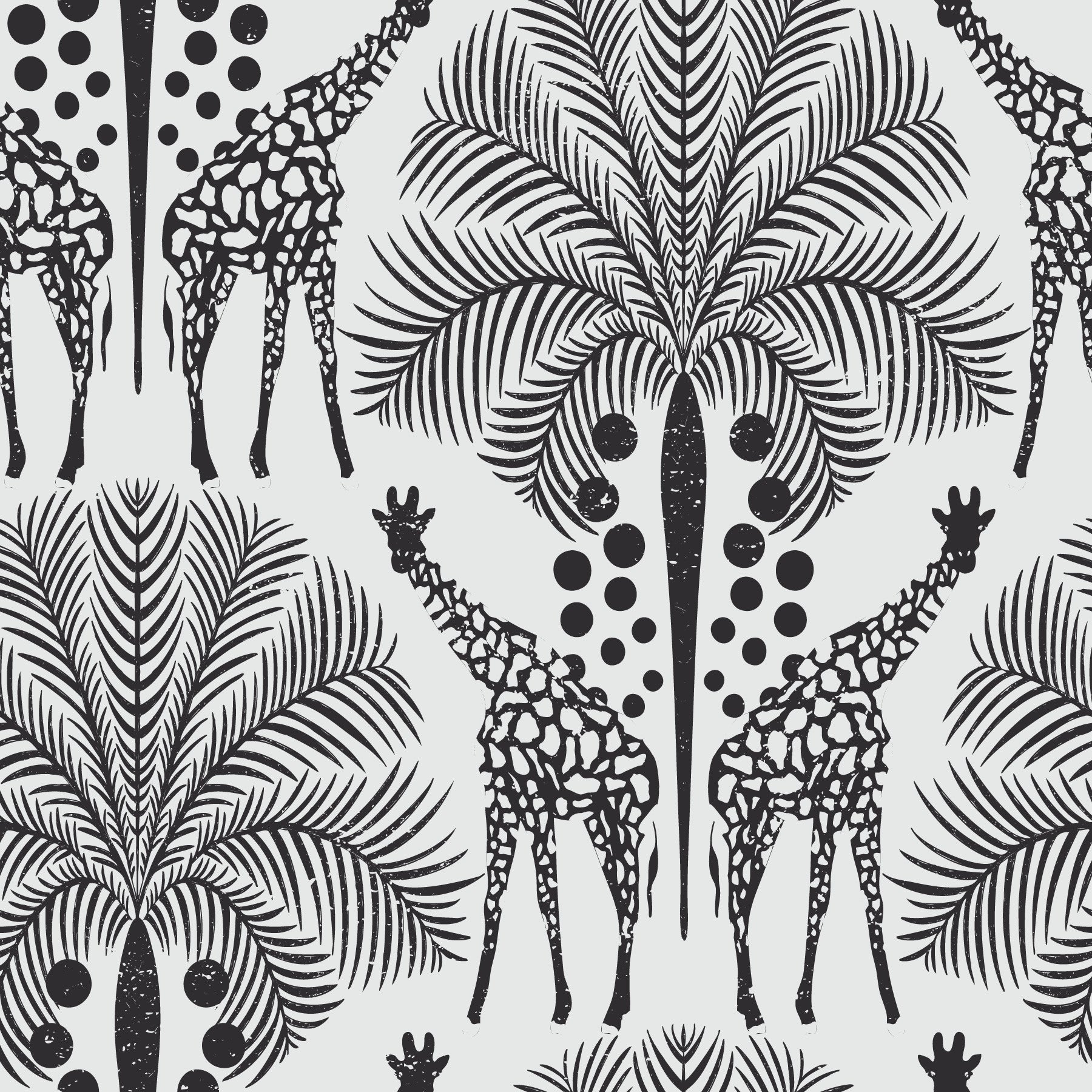 Safari Giraffe in Black and White Wallpaper⁠