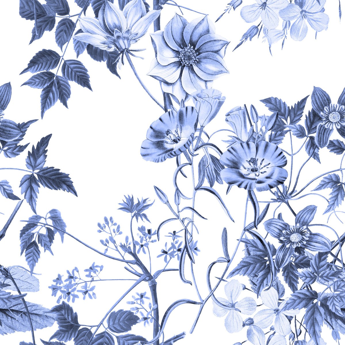 Serene Blue Botanicals Wallpaper⁠ in your room