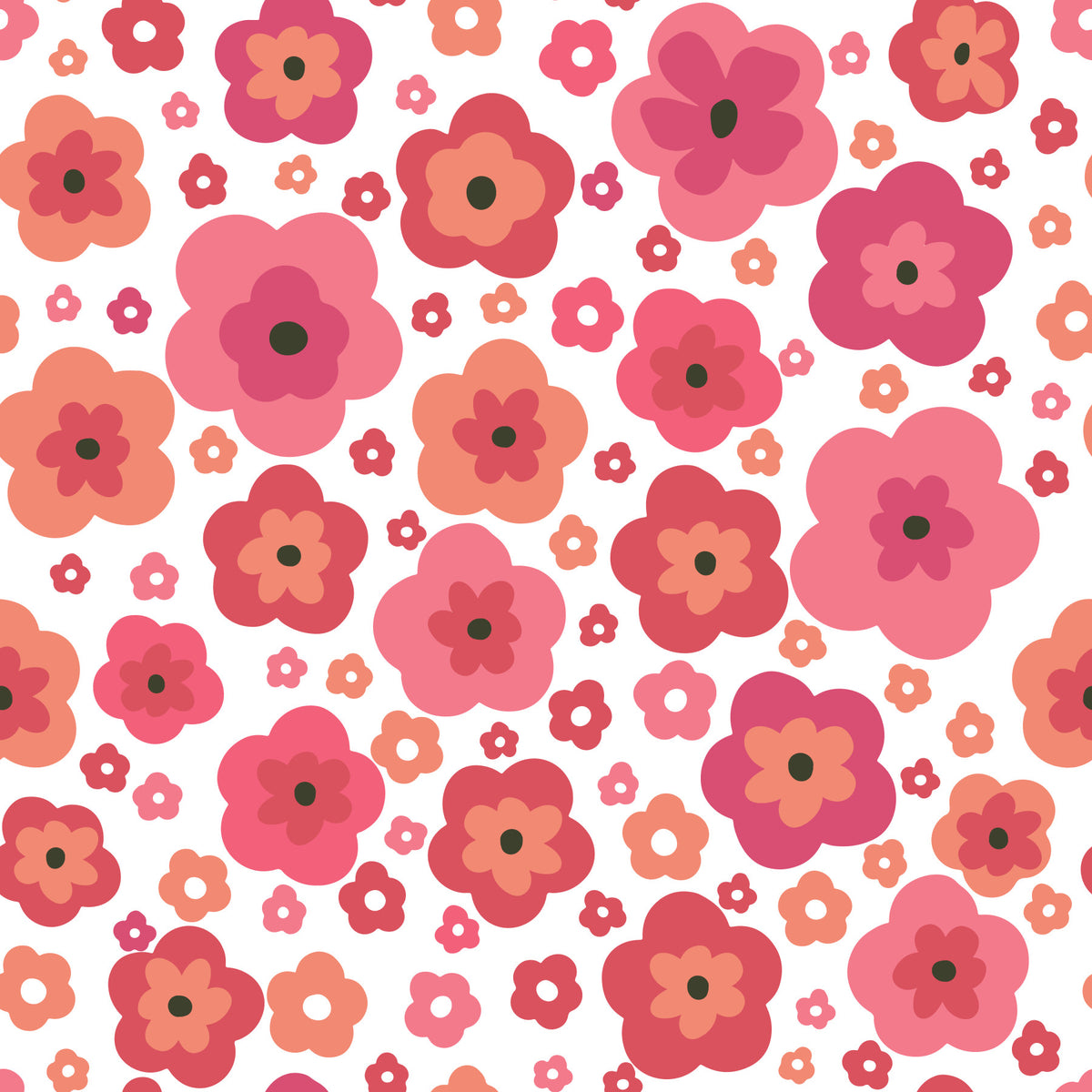 Happy Retro Blooms Wallpaper⁠ in your room