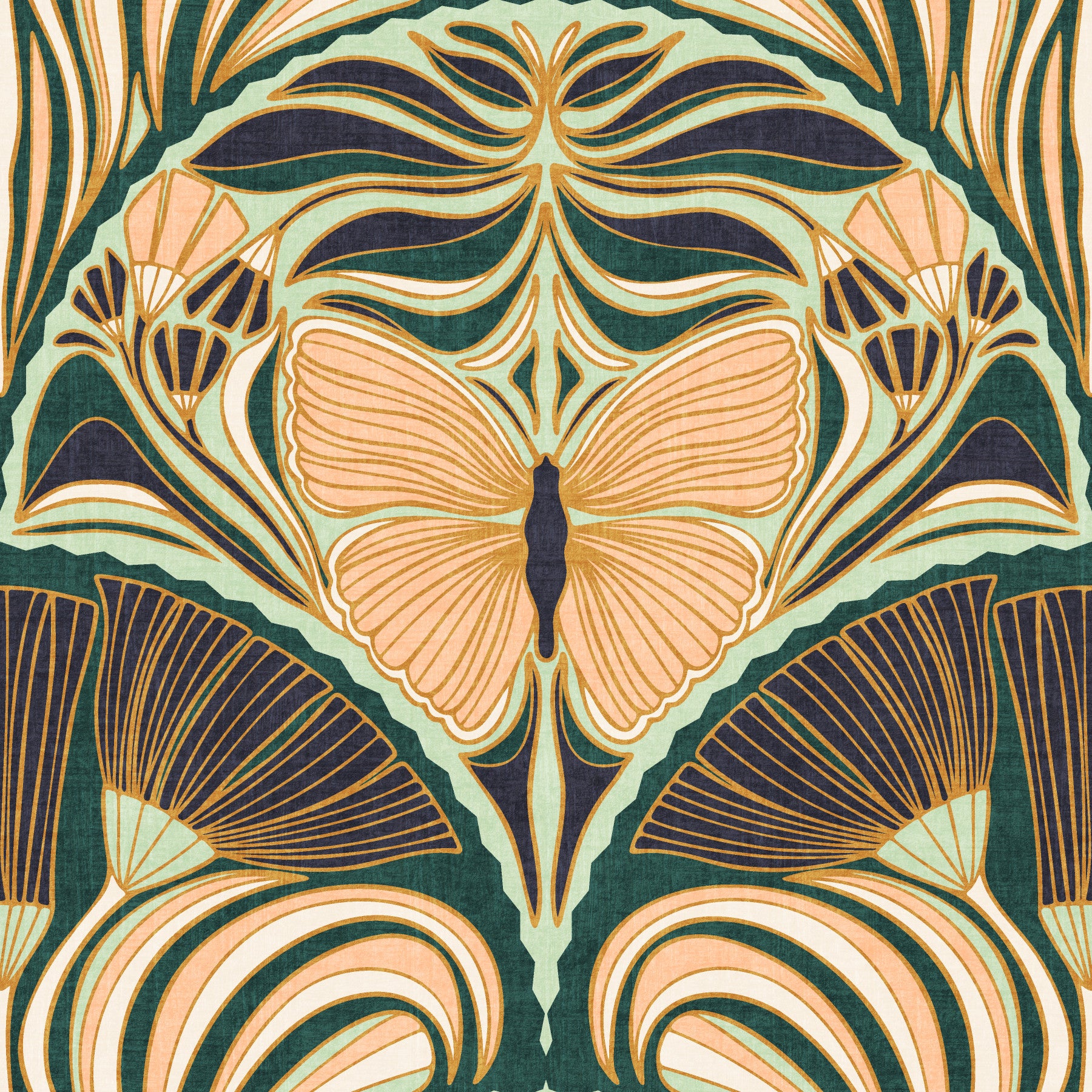 Gatsby Fan Glamour Art Deco with Ornate Butterfly Wallpaper⁠