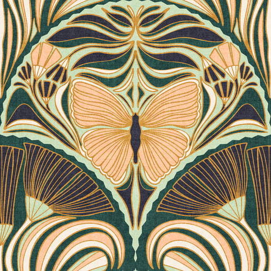 Gatsby Fan Glamour Art Deco with Ornate Butterfly Wallpaper⁠
