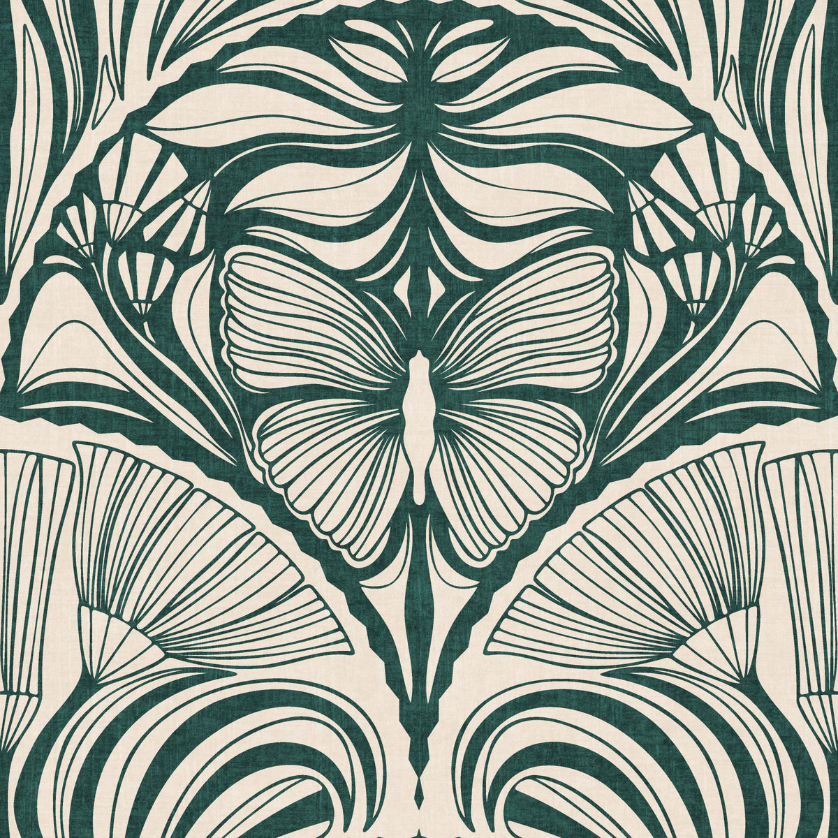 Gatsby Fan Glamour Deco Statement In Emerald Green Wallpaper⁠ in your room — zoomed