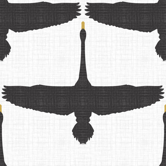 Rustic Swan Flock Gray Wallpaper⁠