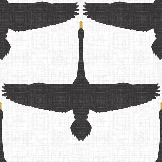 Rustic Swan Flock Gray Wallpaper⁠