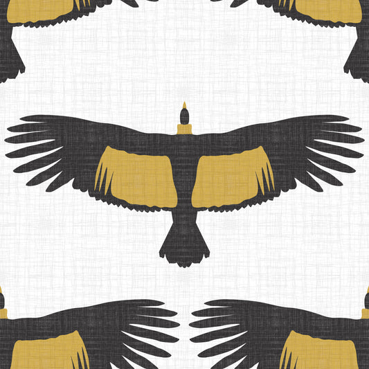 Rustic Andean Condor Flock White Wallpaper⁠