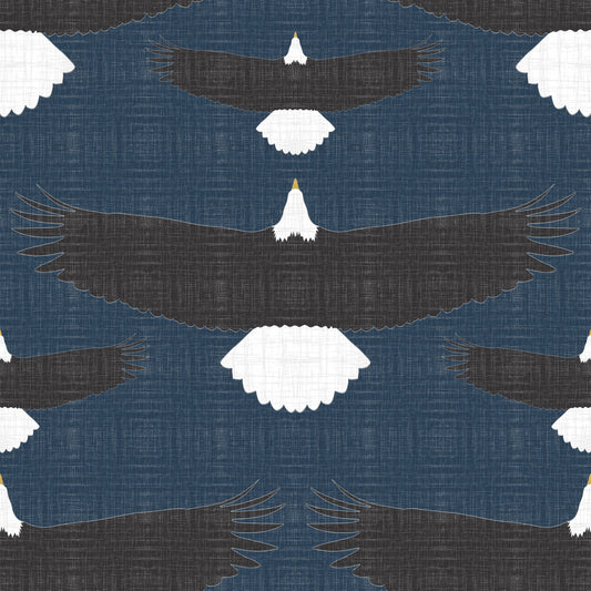 Rustic Bald Eagle Flock Blue Wallpaper⁠