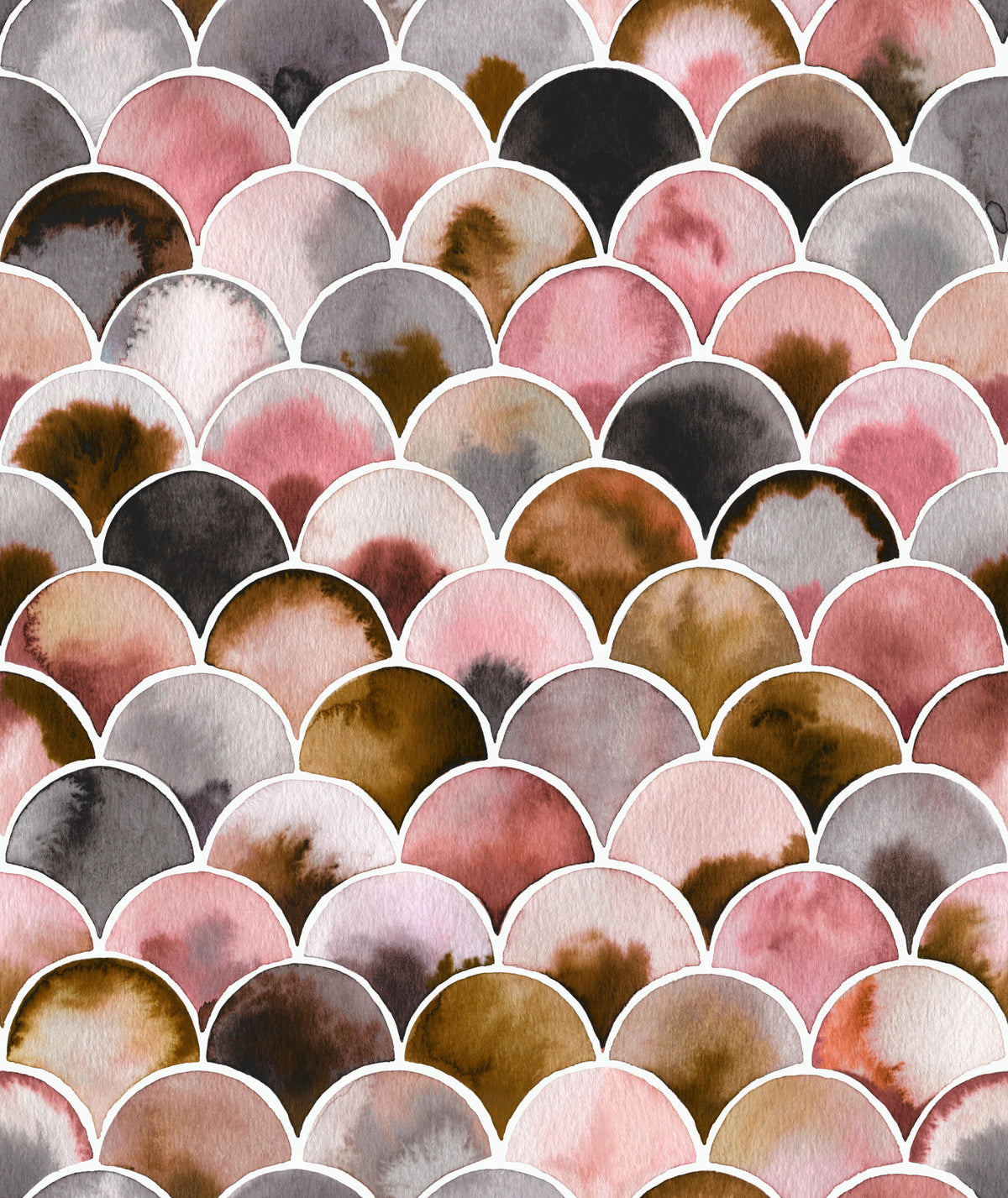 Art Deco Japandi Pink Gold Vintage Wallpaper⁠ in your room