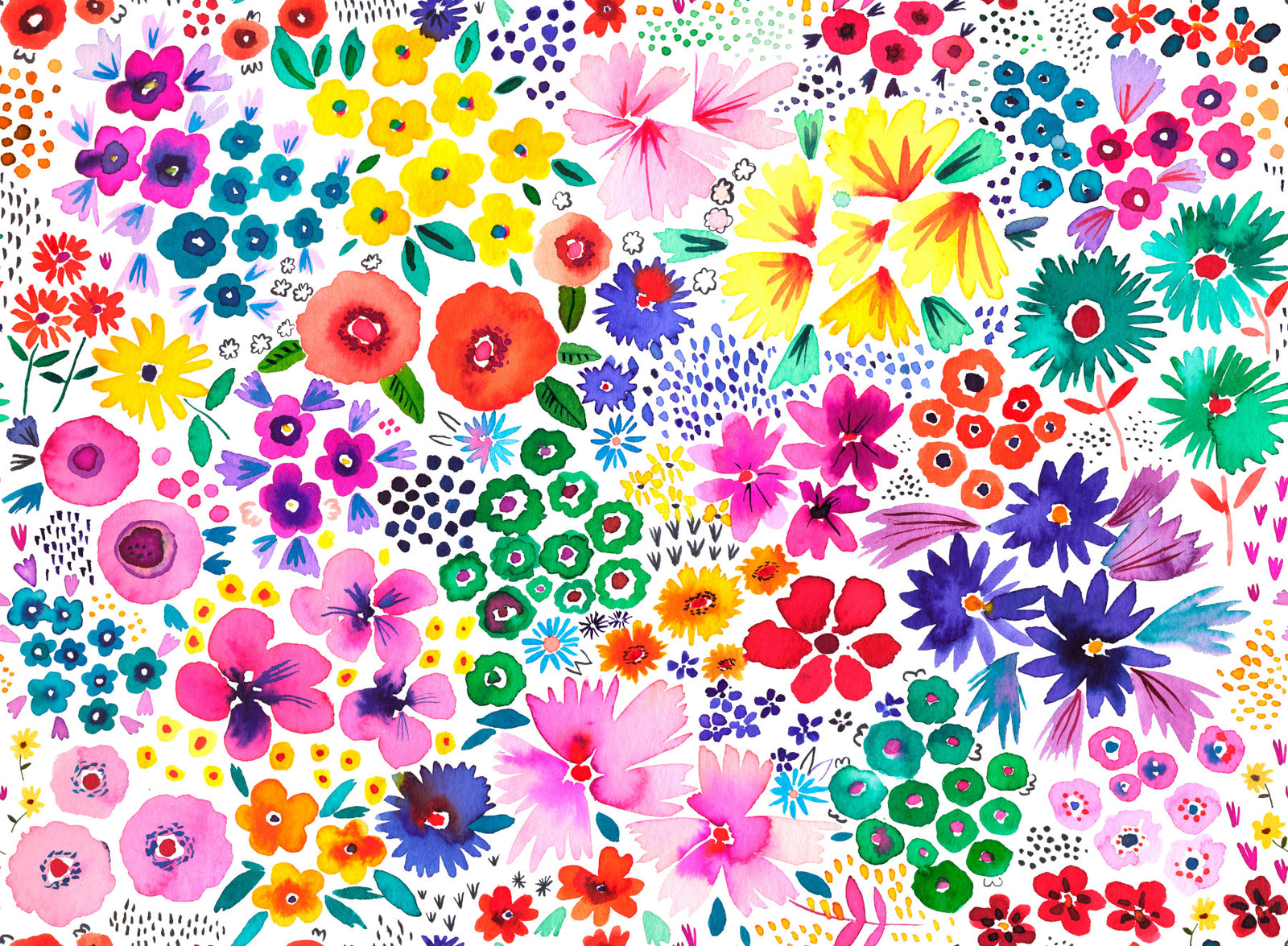 Artful Little Flowers Vintage Wallpaper⁠ in your room