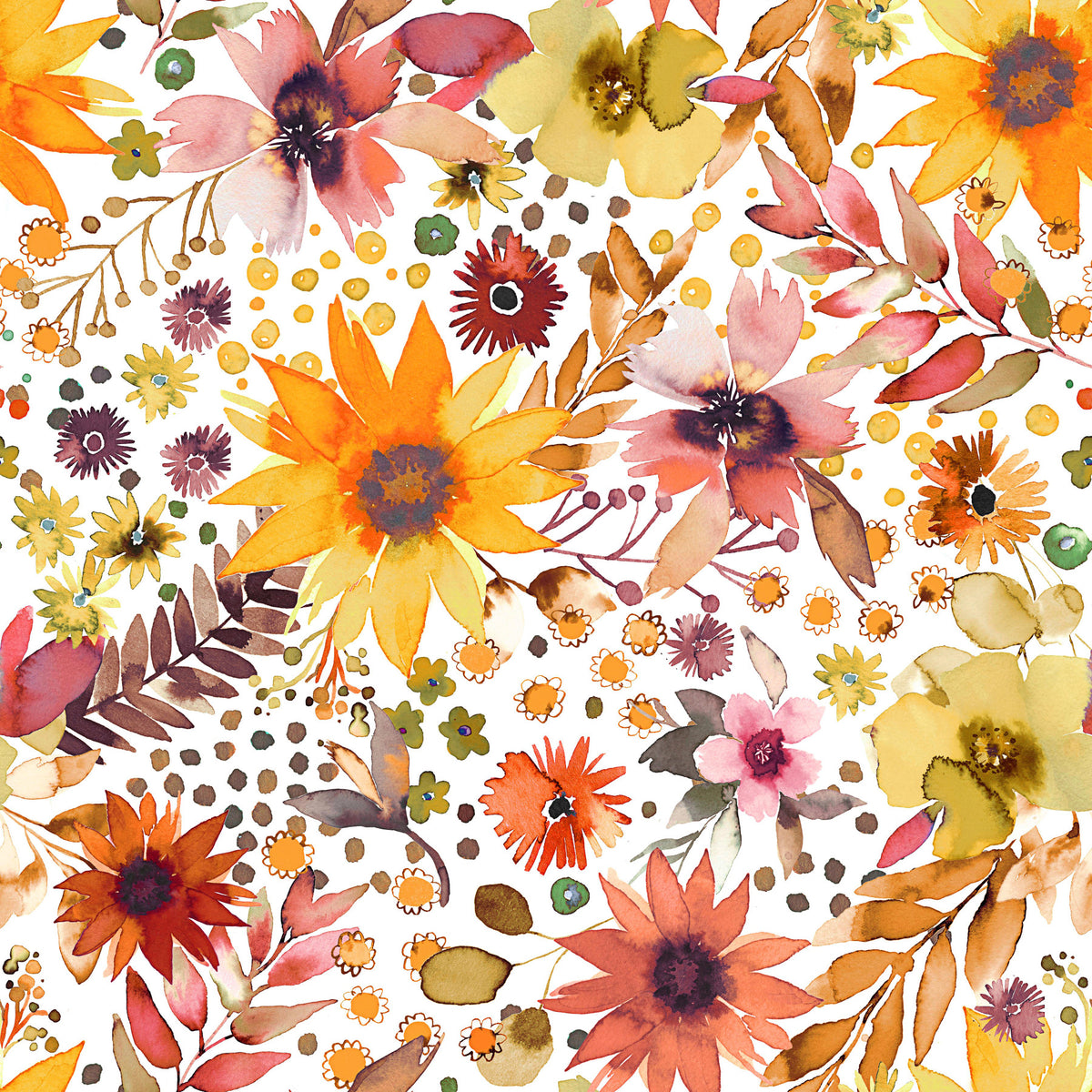 Big Sunflowers Floral Gold Wallpaper⁠ in your room — zoomed
