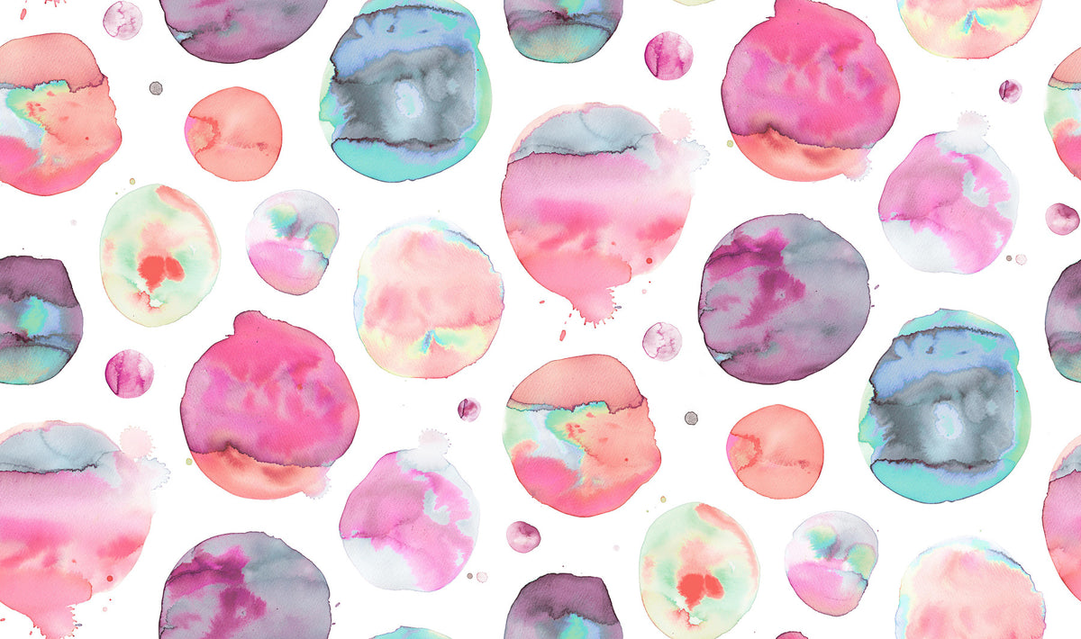 Big Watery Watercolor Dots Pink Wallpaper⁠