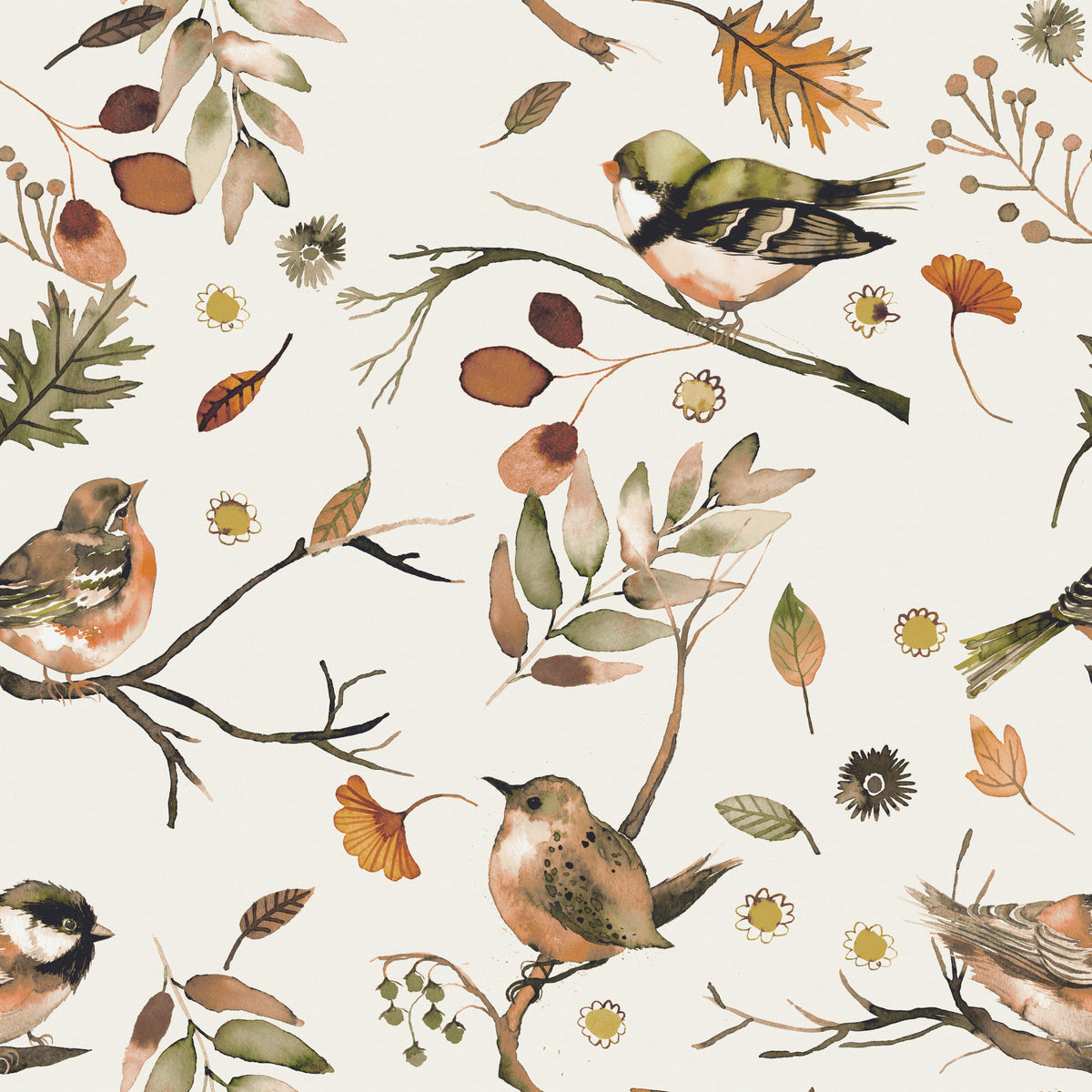 Birds Trees  Forest Rustic Green Wallpaper⁠ in your room
